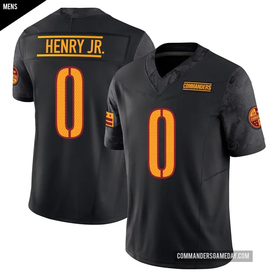 Men's Washington Commanders ＃0 Robert Henry Jr. Black Limited Vapor F.U.S.E. Jersey