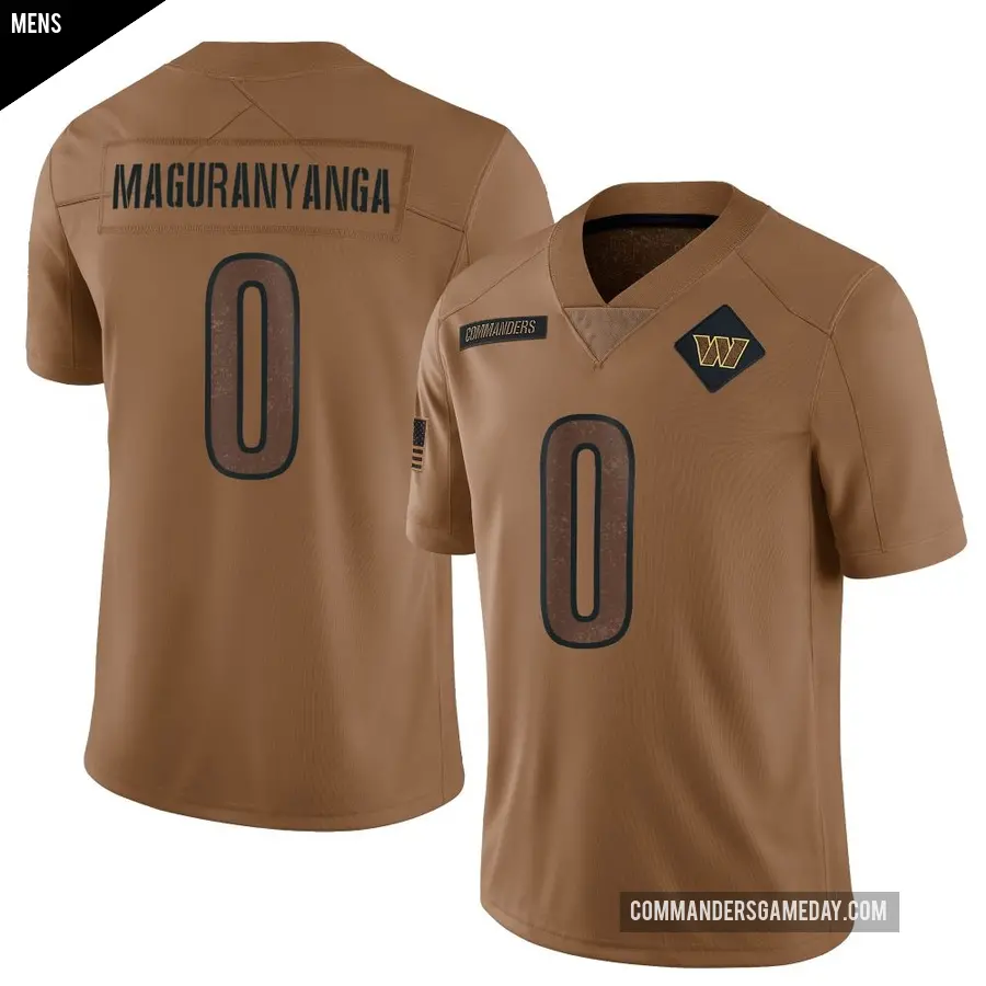 Men's Washington Commanders ＃0 T.J. Maguranyanga Brown Limited 2023 Salute To Service Jersey