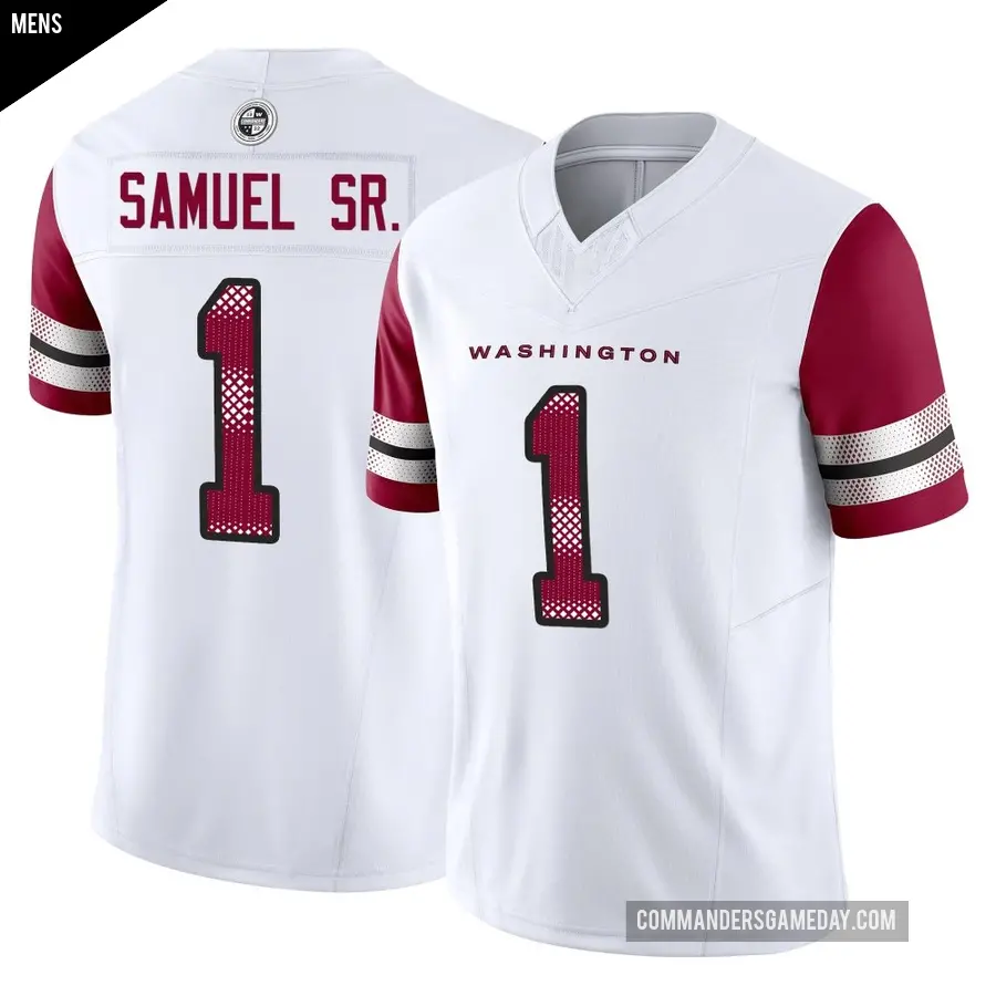 Men's Washington Commanders ＃1 Deebo Samuel Sr. White Limited Vapor F.U.S.E. Jersey