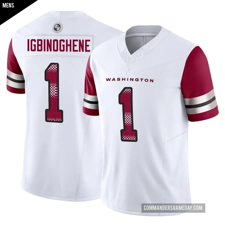 Men's Washington Commanders ＃1 Noah Igbinoghene White Limited Vapor F.U.S.E. Jersey