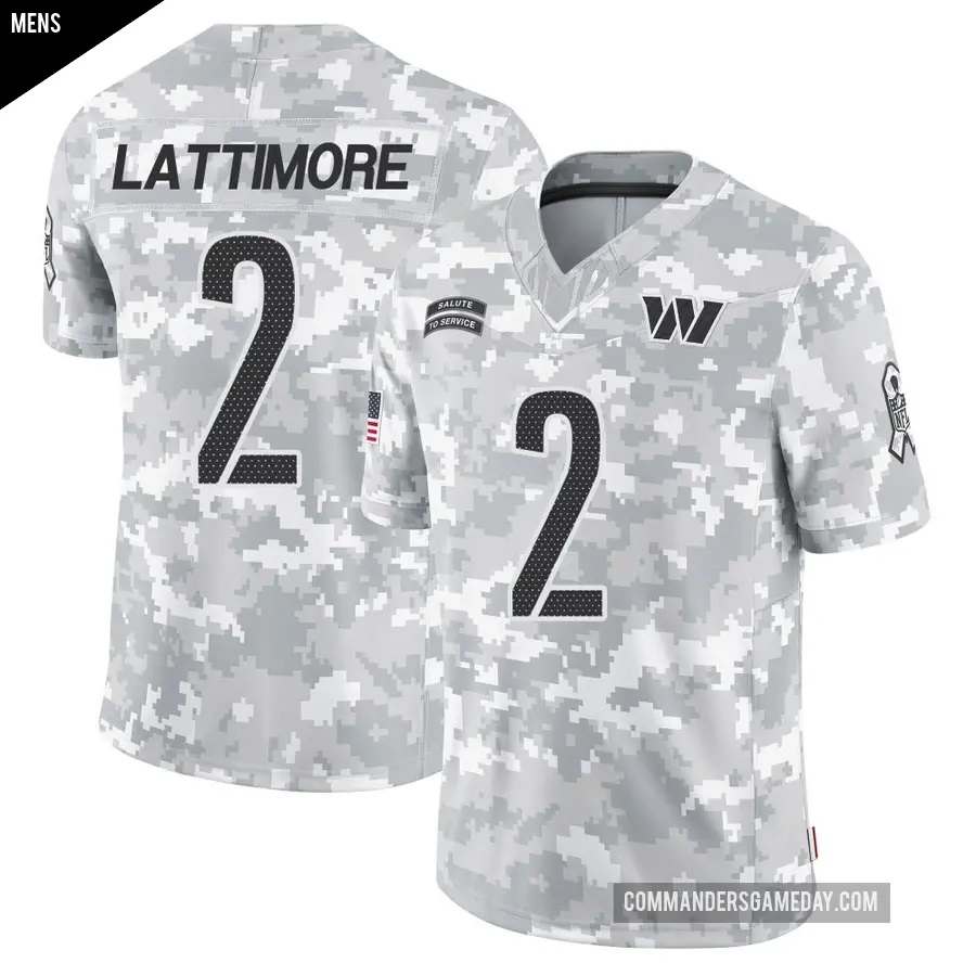 Men's Washington Commanders ＃2 Marshon Lattimore Arctic Camo Limited 2024 Salute to Service Jersey