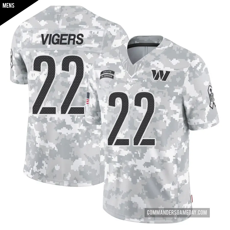 Men's Washington Commanders ＃22 Car'lin Vigers Arctic Camo Limited 2024 Salute to Service Jersey