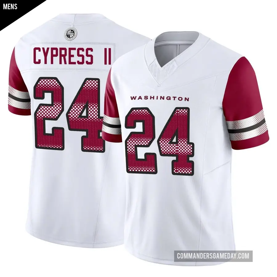 Men's Washington Commanders ＃24 Fentrell Cypress II White Limited Vapor F.U.S.E. Jersey