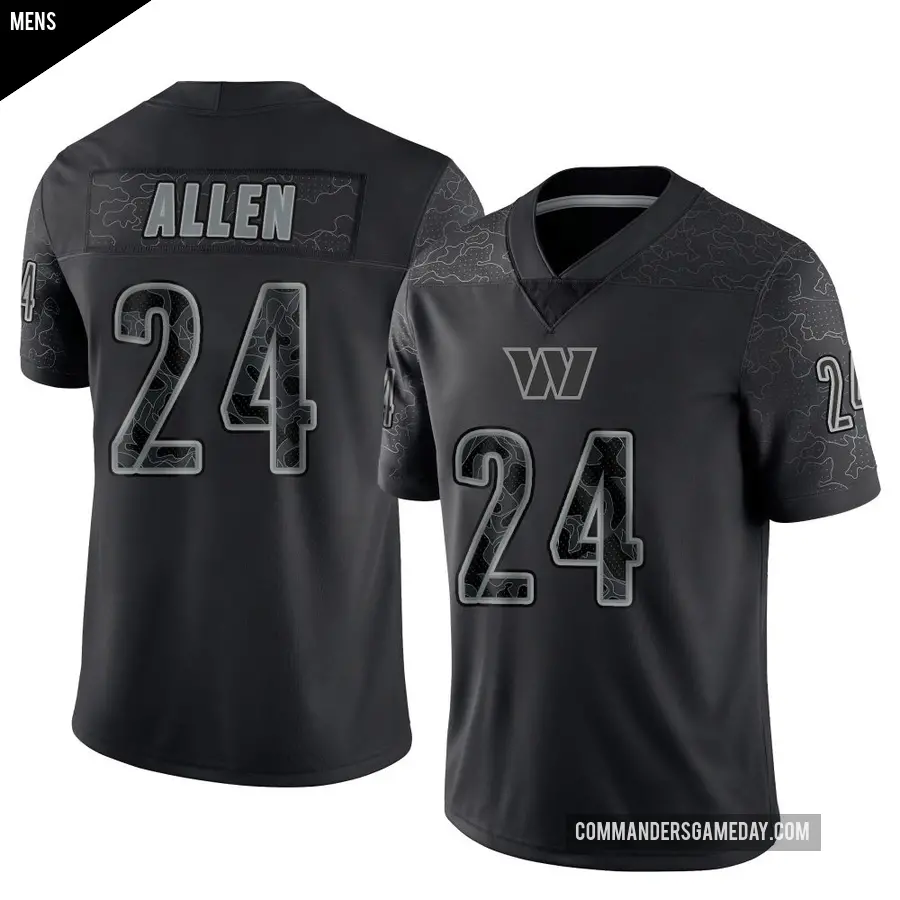 Men's Washington Commanders ＃24 Kazmeir Allen Black Limited Reflective Jersey