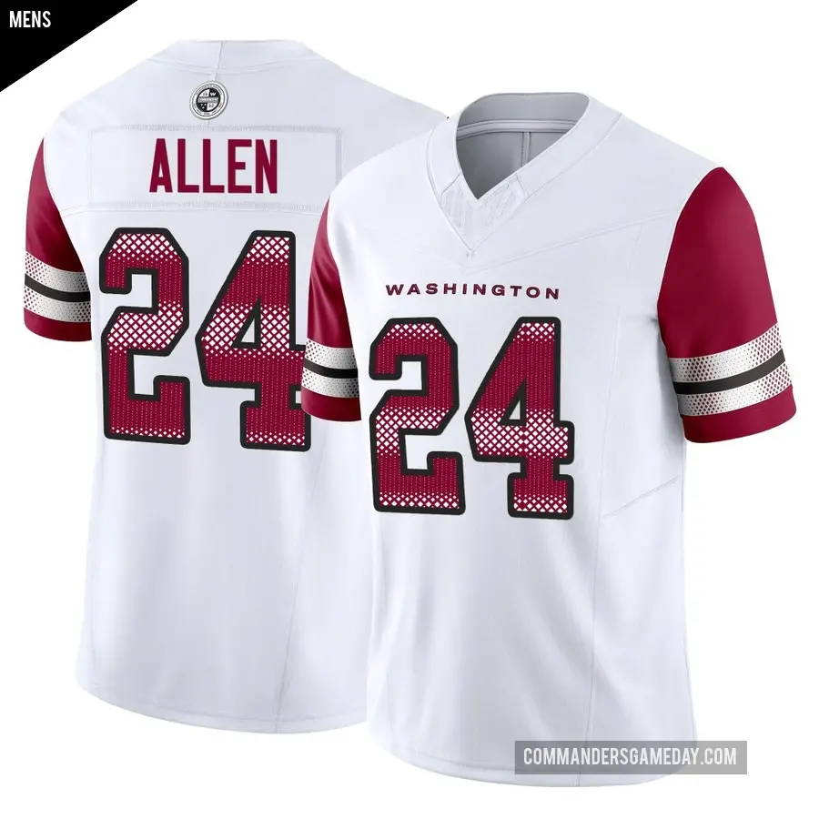 Men's Washington Commanders ＃24 Kazmeir Allen White Limited Vapor F.U.S.E. Jersey