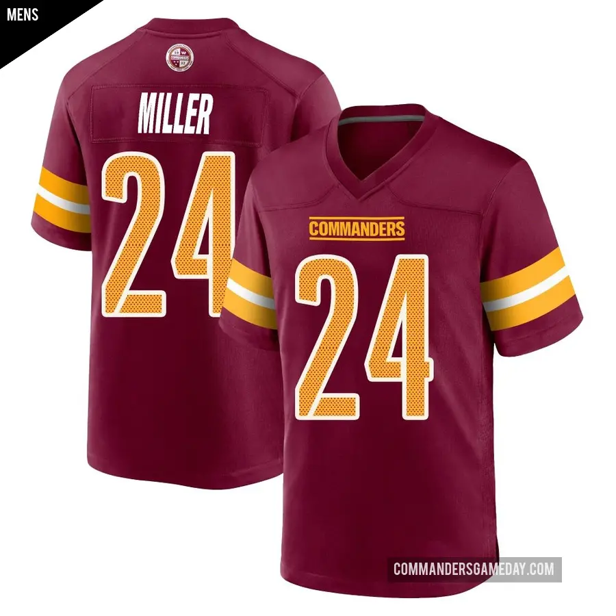 Men's Washington Commanders ＃24 Von Miller Game Burgundy Jersey