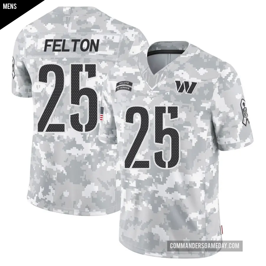Men's Washington Commanders ＃25 Demetric Felton Arctic Camo Limited 2024 Salute to Service Jersey