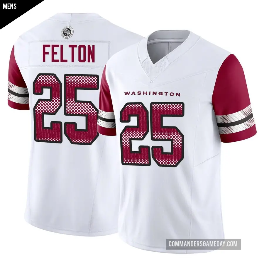 Men's Washington Commanders ＃25 Demetric Felton White Limited Vapor F.U.S.E. Jersey