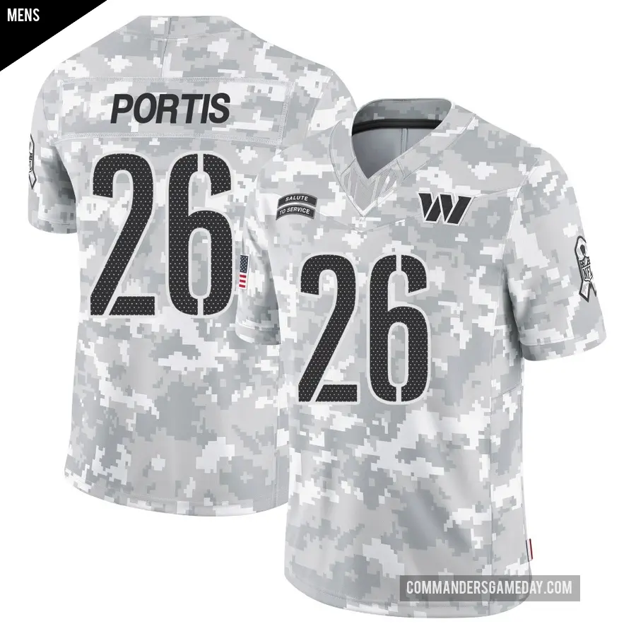 Men's Washington Commanders ＃26 Clinton Portis Arctic Camo Limited 2024 Salute to Service Jersey