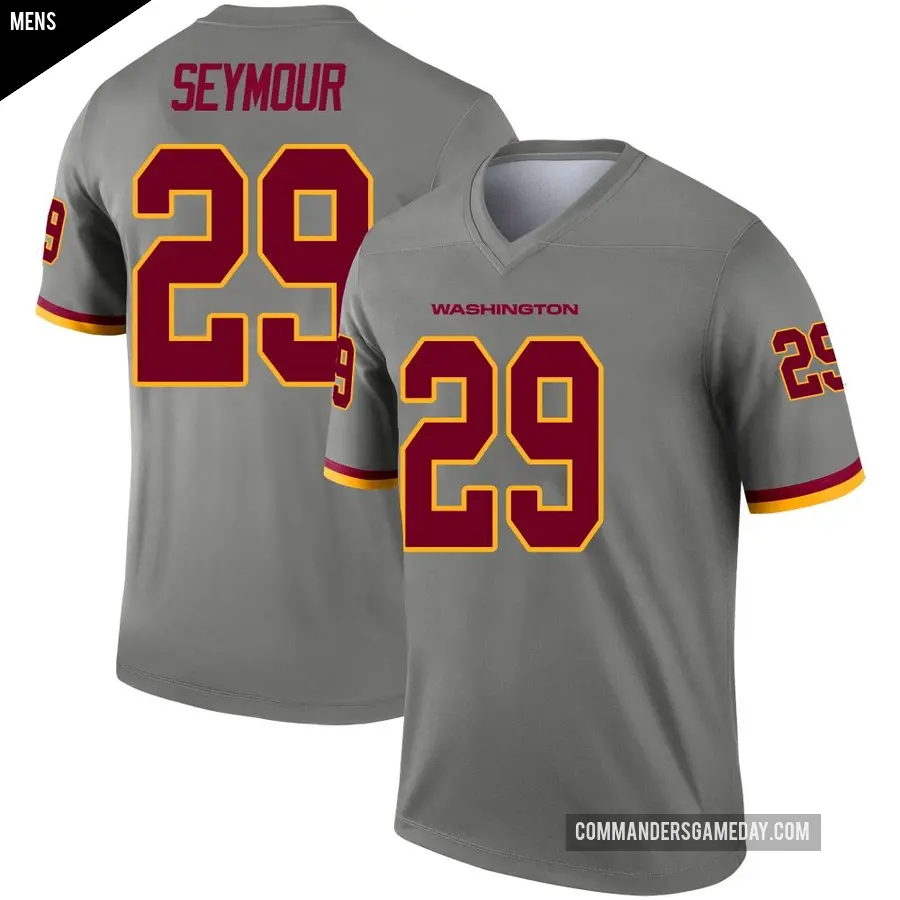 Men's Washington Commanders ＃29 Kevon Seymour Gray Legend Inverted Jersey