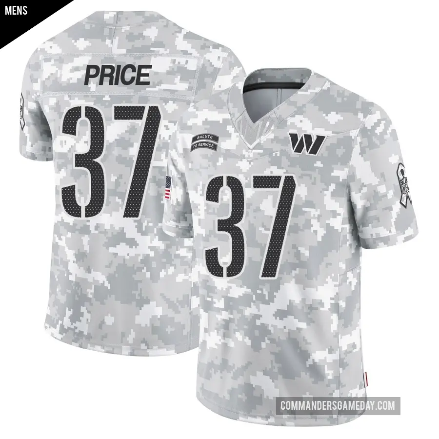 Men's Washington Commanders ＃37 Bobby Price Arctic Camo Limited 2024 Salute to Service Jersey