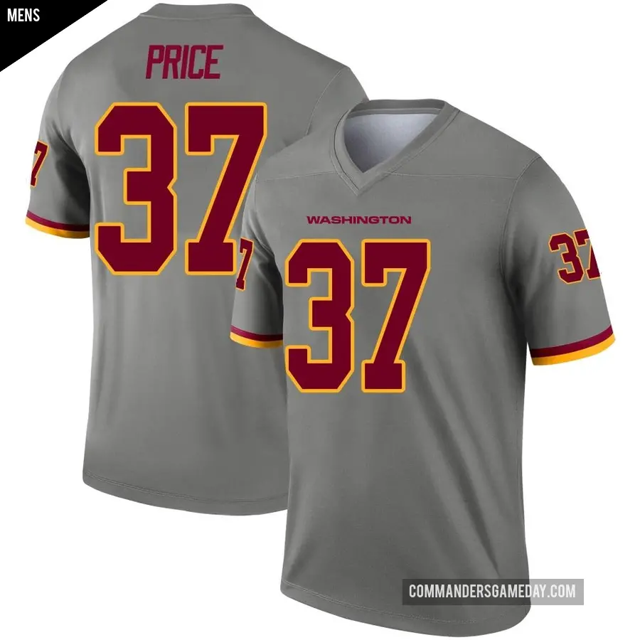 Men's Washington Commanders ＃37 Bobby Price Gray Legend Inverted Jersey