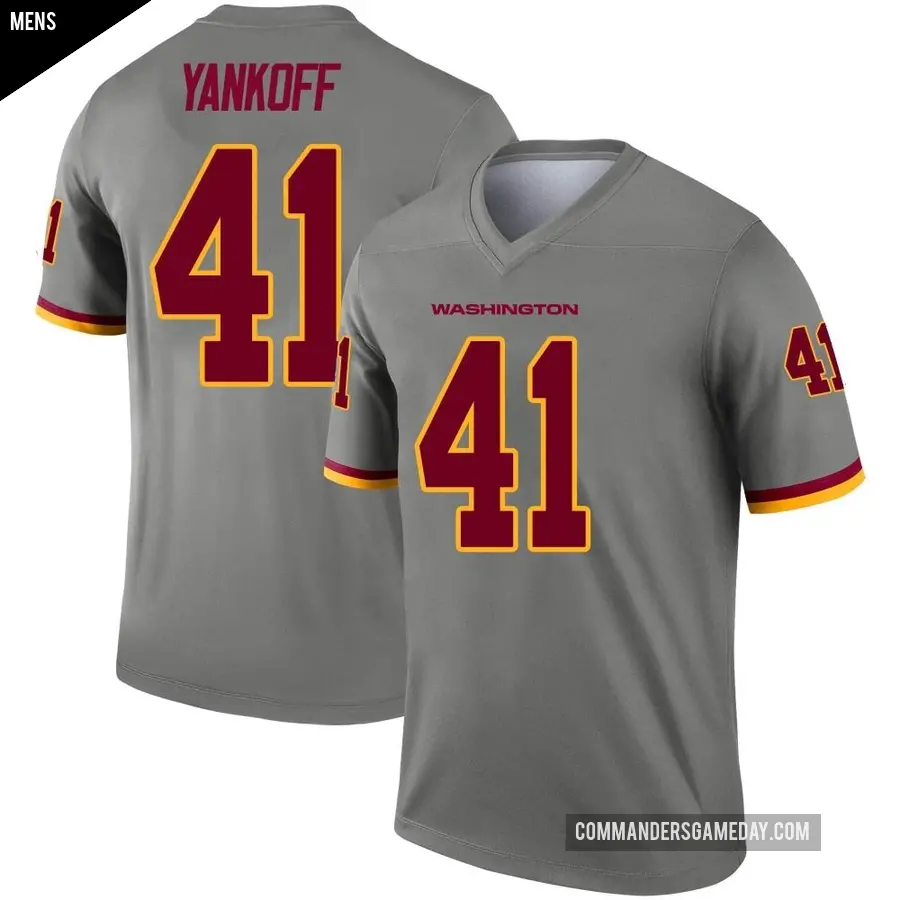 Men's Washington Commanders ＃41 Colson Yankoff Gray Legend Inverted Jersey