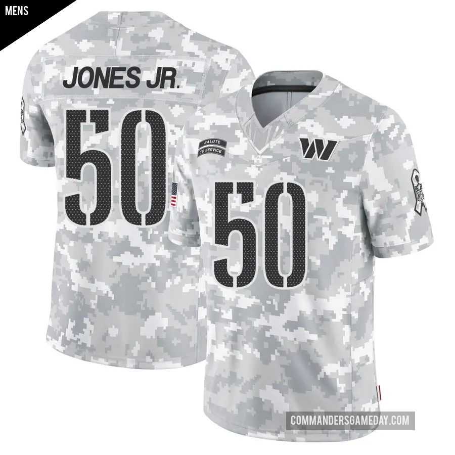 Men's Washington Commanders ＃50 Andre Jones Jr. Arctic Camo Limited 2024 Salute to Service Jersey
