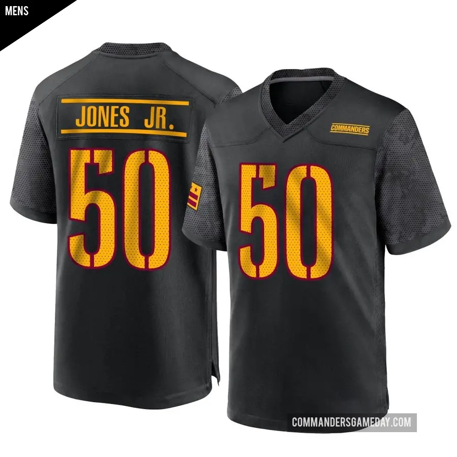 Men's Washington Commanders ＃50 Andre Jones Jr. Black Game Alternate Jersey