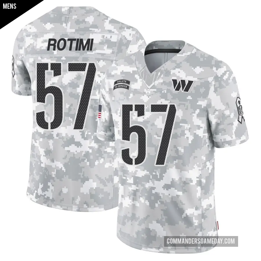 Men's Washington Commanders ＃57 Bunmi Rotimi Arctic Camo Limited 2024 Salute to Service Jersey