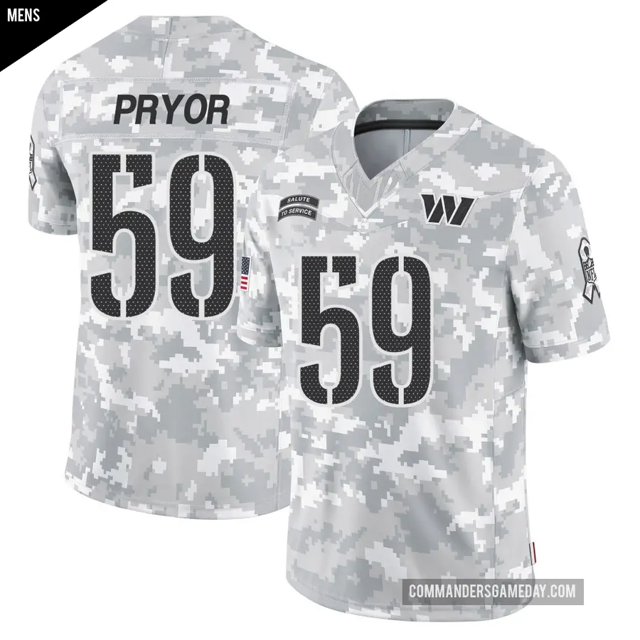 Men's Washington Commanders ＃59 Joshua Pryor Arctic Camo Limited 2024 Salute to Service Jersey
