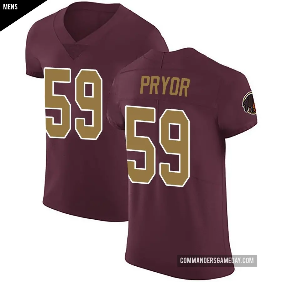 Men's Washington Commanders ＃59 Joshua Pryor Elite Burgundy Alternate Vapor Untouchable Jersey