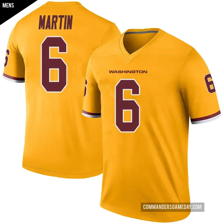 Men's Washington Commanders ＃6 Tay Martin Gold Legend Color Rush Jersey