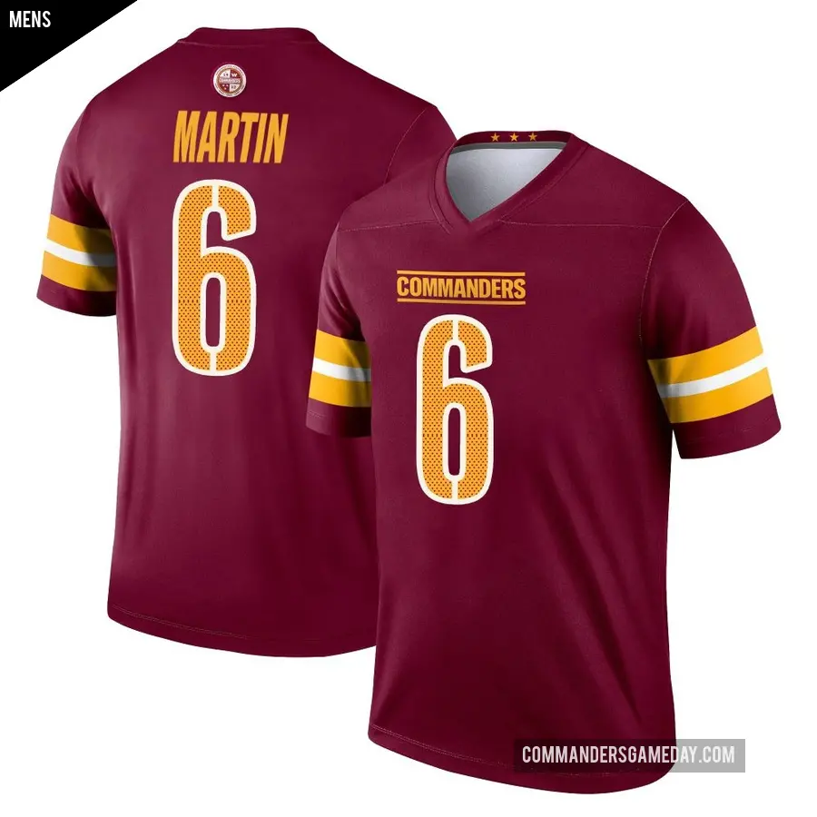 Men's Washington Commanders ＃6 Tay Martin Legend Burgundy Jersey