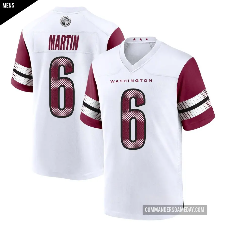 Men's Washington Commanders ＃6 Tay Martin White Game Jersey