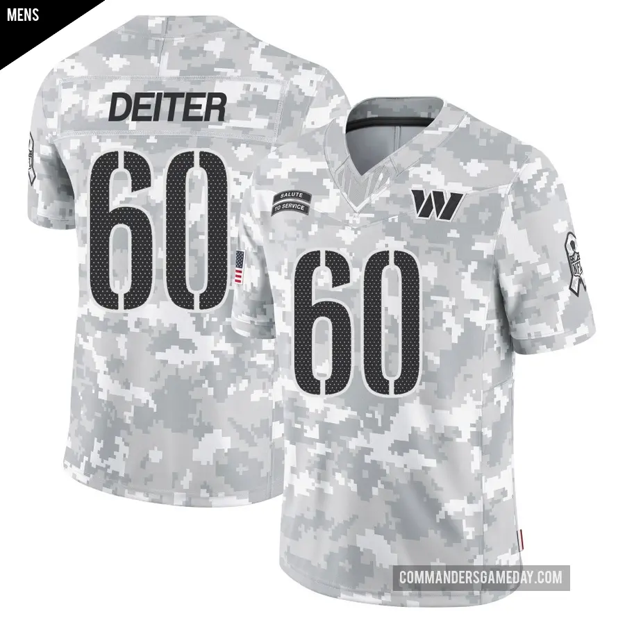 Men's Washington Commanders ＃60 Michael Deiter Arctic Camo Limited 2024 Salute to Service Jersey