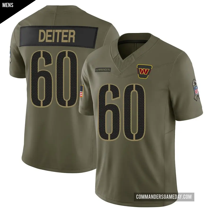 Men's Washington Commanders ＃60 Michael Deiter Olive Limited 2025 Salute to Service Jersey