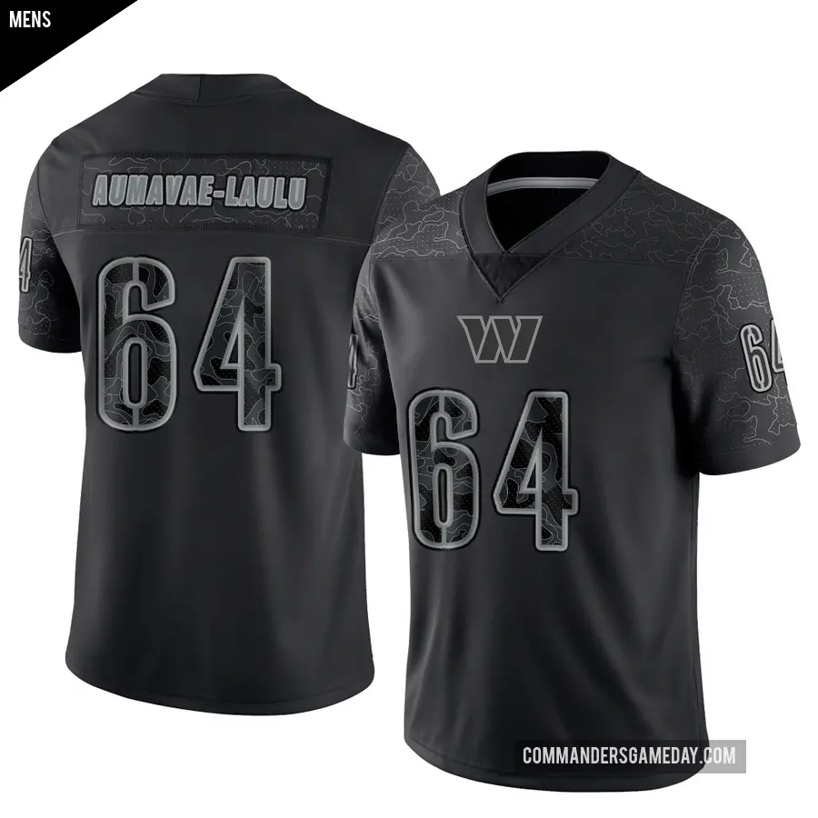 Men's Washington Commanders ＃64 Malaesala Aumavae-Laulu Black Limited Reflective Jersey