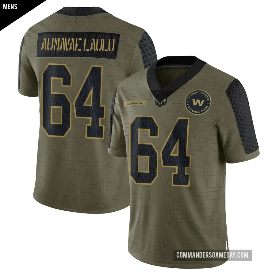 Men's Washington Commanders ＃64 Malaesala Aumavae-Laulu Olive Limited 2021 Salute To Service Jersey