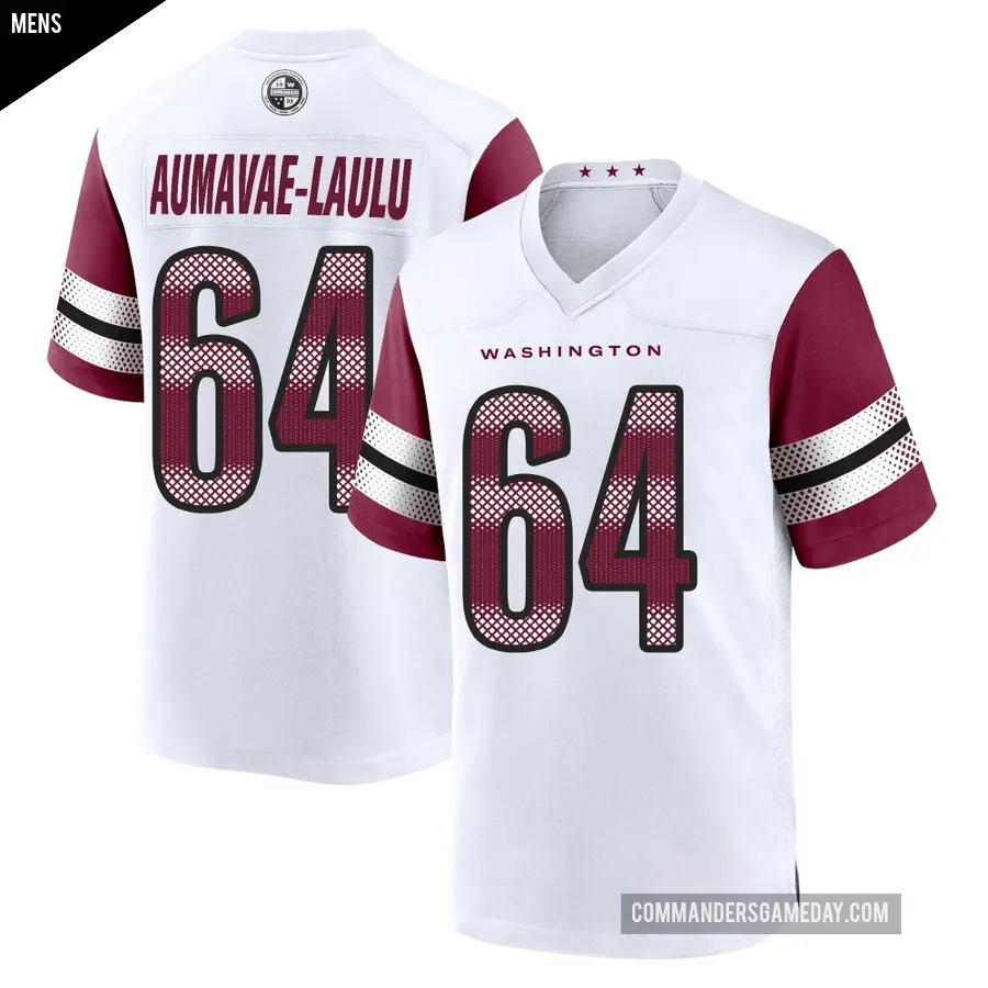 Men's Washington Commanders ＃64 Malaesala Aumavae-Laulu White Game Jersey