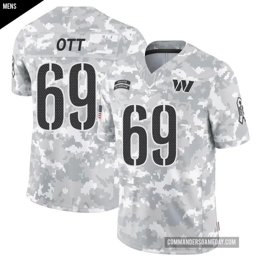 Men's Washington Commanders ＃69 Tyler Ott Arctic Camo Limited 2024 Salute to Service Jersey