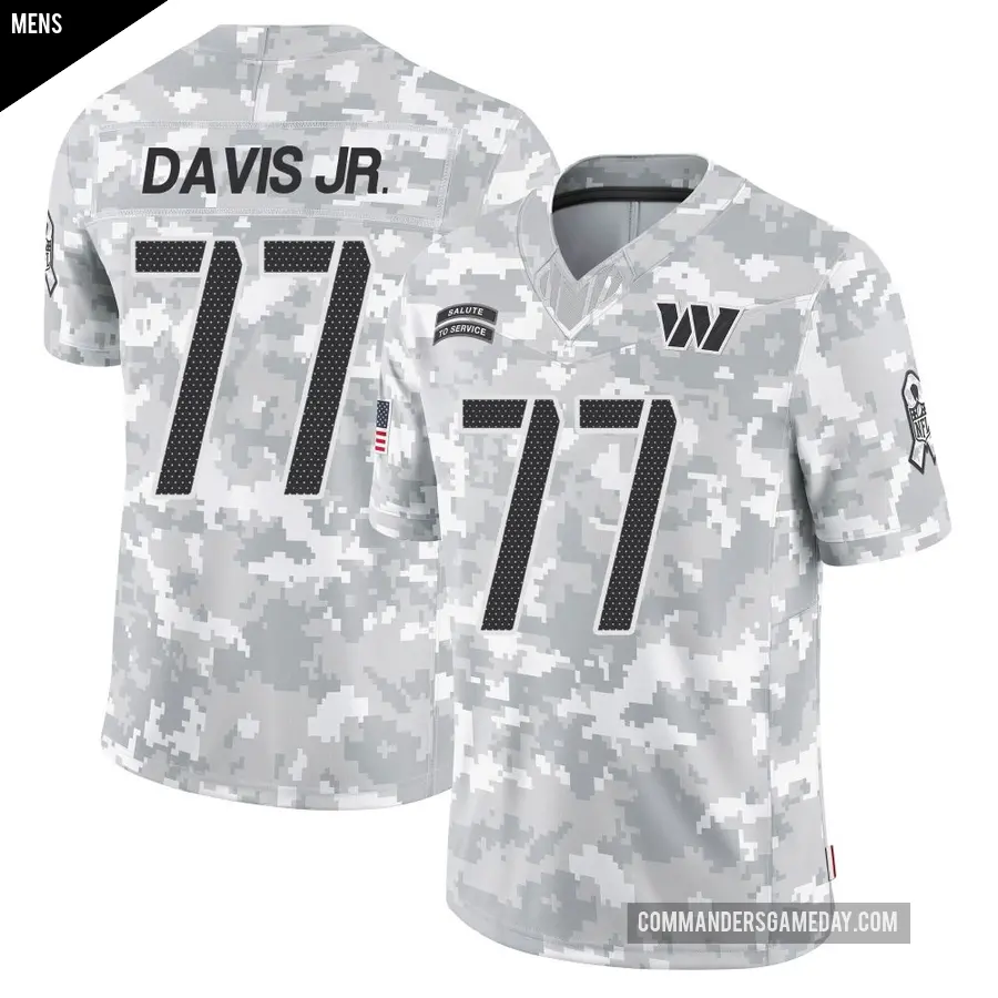 Men's Washington Commanders ＃77 Carl Davis Jr. Arctic Camo Limited 2024 Salute to Service Jersey