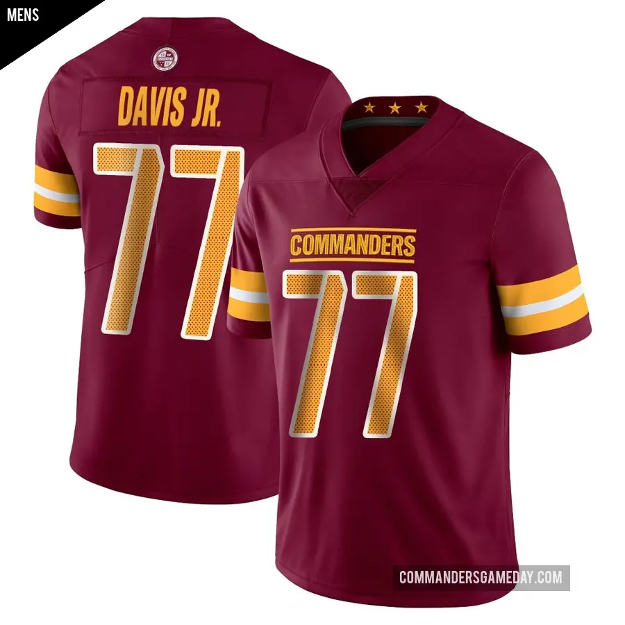 Men's Washington Commanders ＃77 Carl Davis Jr. Limited Vapor Burgundy Jersey