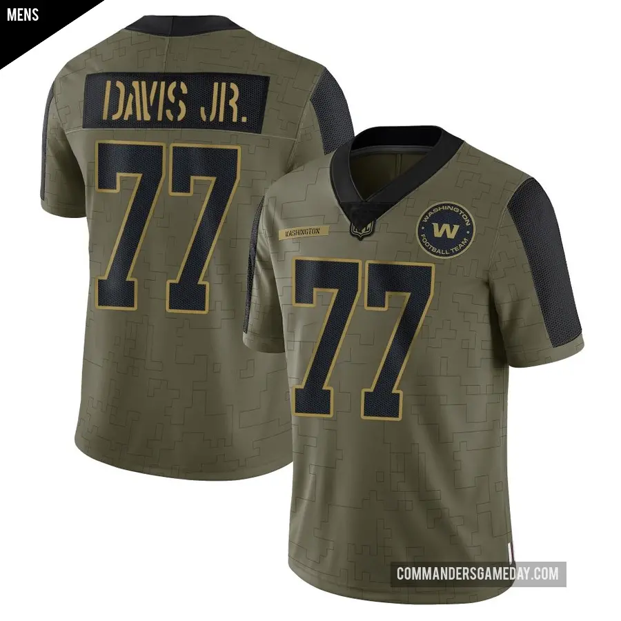 Men's Washington Commanders ＃77 Carl Davis Jr. Olive Limited 2021 Salute To Service Jersey