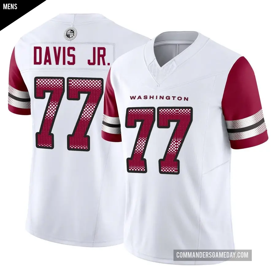 Men's Washington Commanders ＃77 Carl Davis Jr. White Limited Vapor F.U.S.E. Jersey