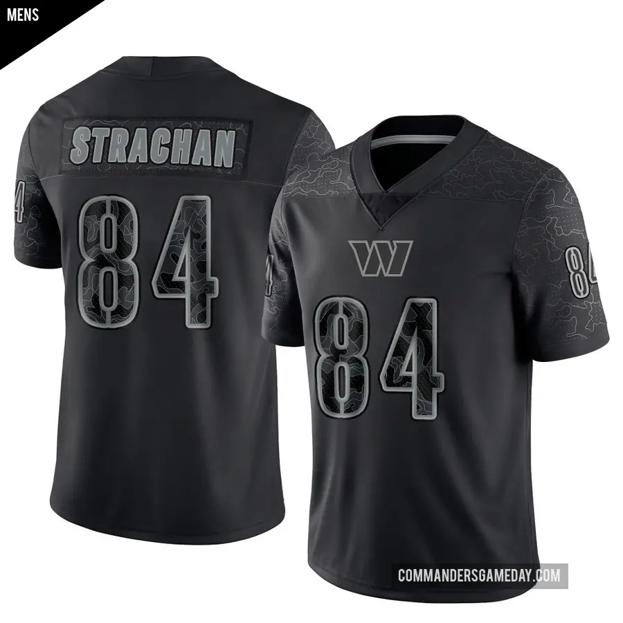 Men's Washington Commanders ＃84 Mike Strachan Black Limited Reflective Jersey