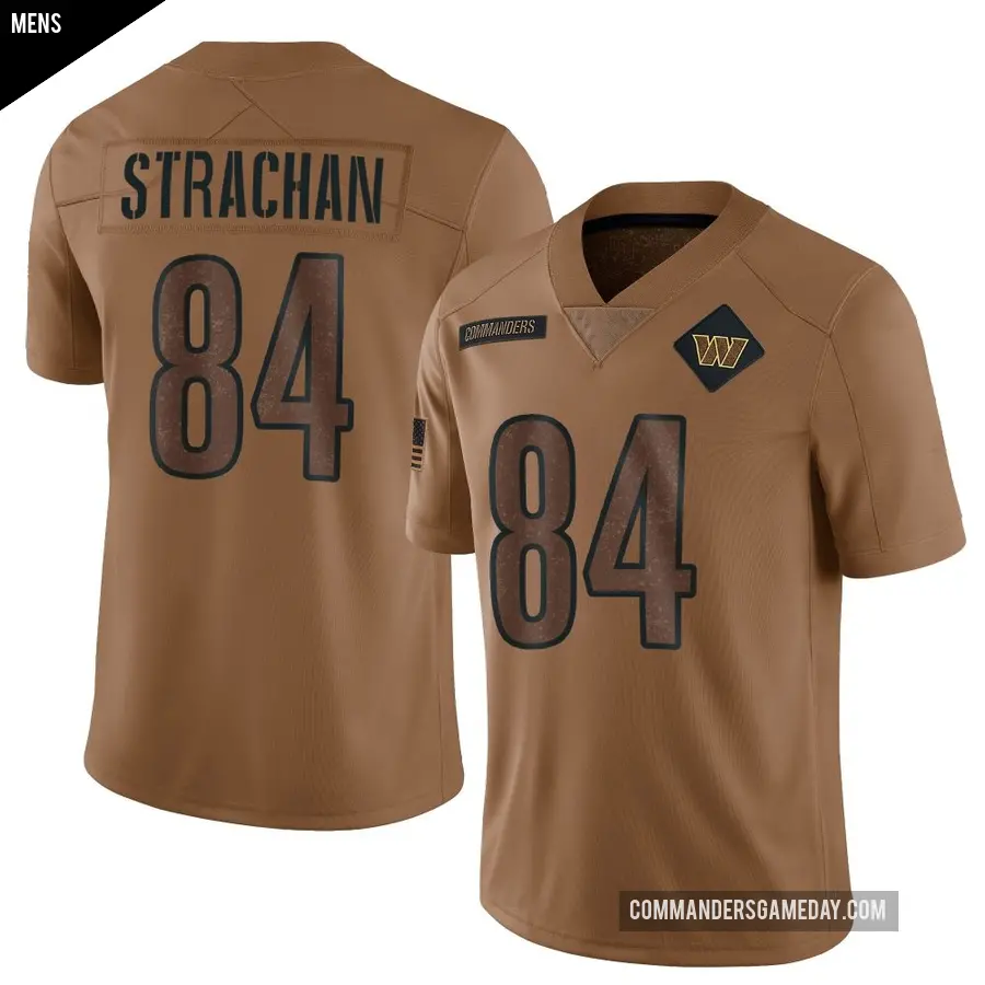Men's Washington Commanders ＃84 Mike Strachan Brown Limited 2023 Salute To Service Jersey