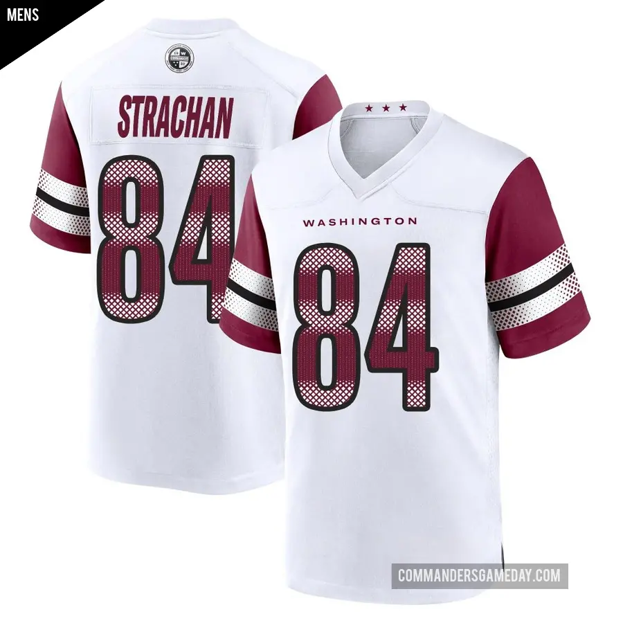 Men's Washington Commanders ＃84 Mike Strachan White Game Jersey