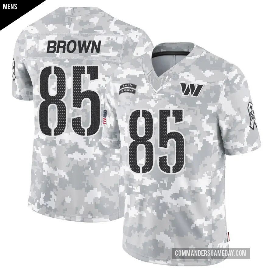 Men's Washington Commanders ＃85 Noah Brown Arctic Camo Limited 2024 Salute to Service Jersey