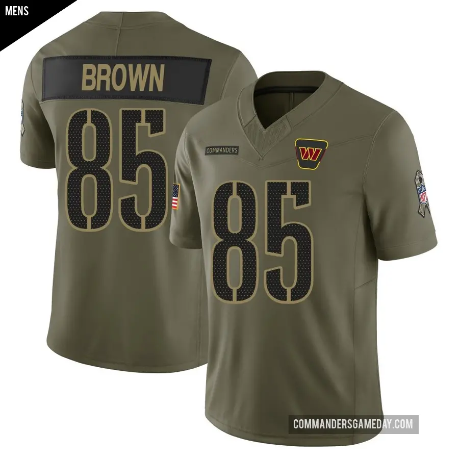 Men's Washington Commanders ＃85 Noah Brown Olive Limited 2025 Salute to Service Jersey