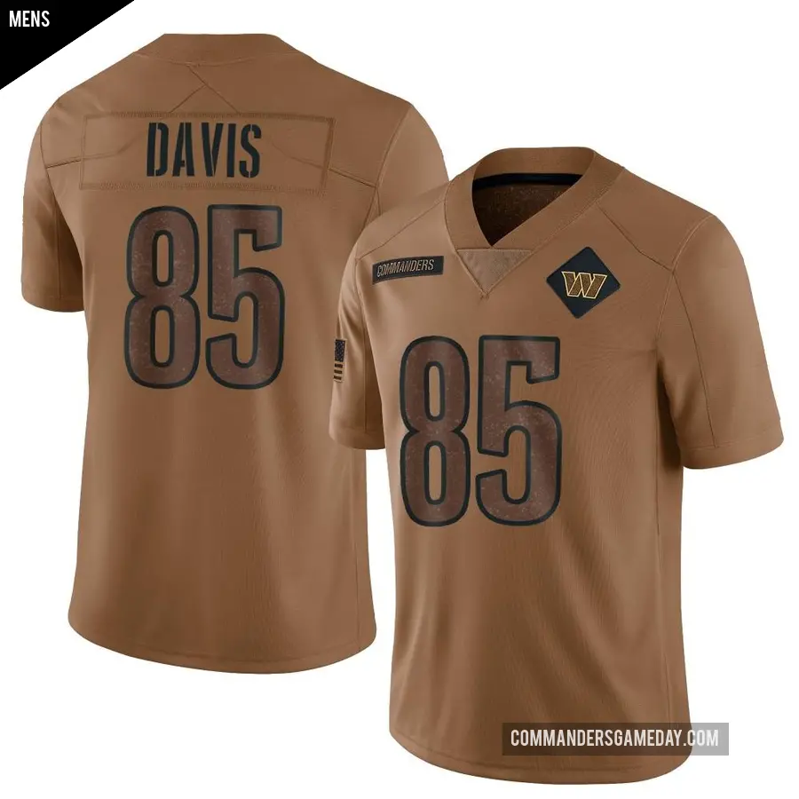 Men's Washington Commanders ＃85 Vernon Davis Brown Limited 2023 Salute To Service Jersey