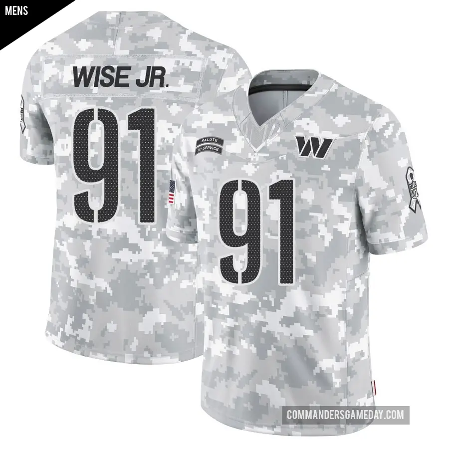 Men's Washington Commanders ＃91 Deatrich Wise Jr. Arctic Camo Limited 2024 Salute to Service Jersey