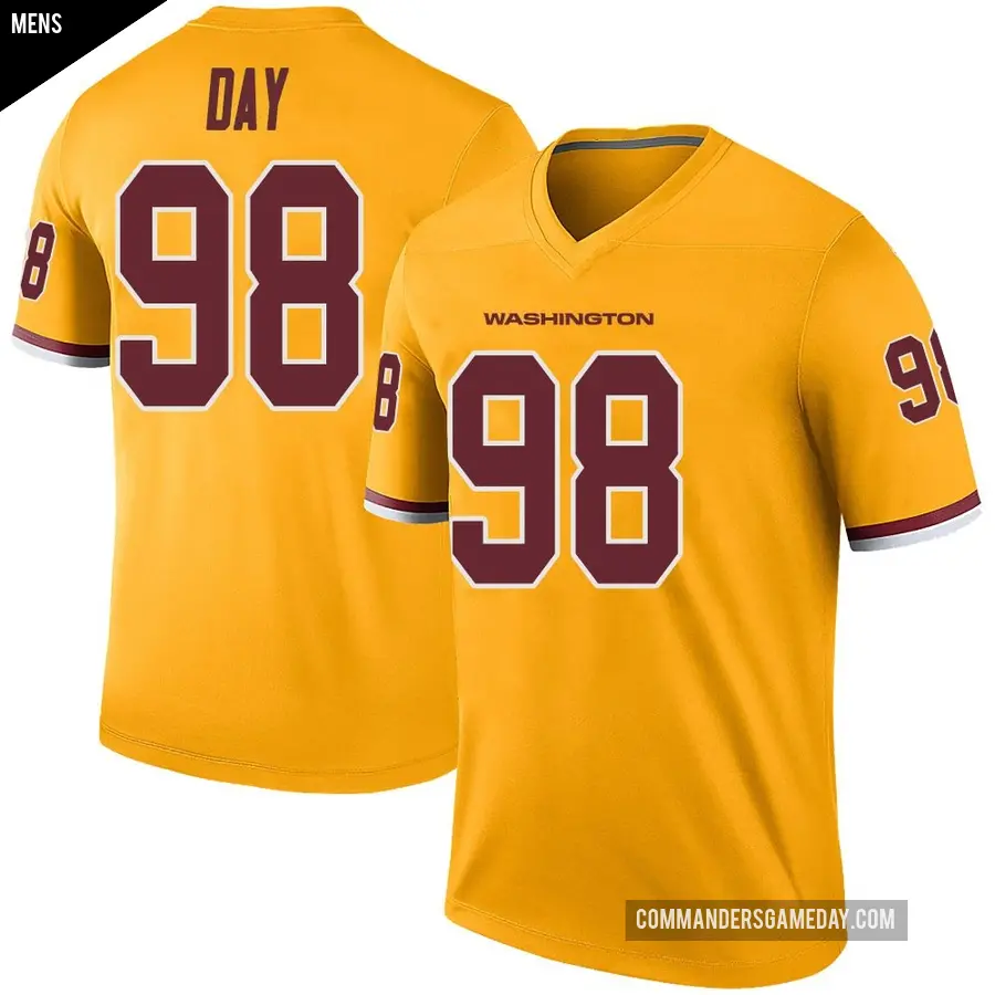 Men's Washington Commanders ＃98 Sheldon Day Gold Legend Color Rush Jersey