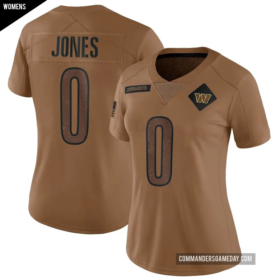 Women's Washington Commanders ＃0 Jacoby Jones Brown Limited 2023 Salute To Service Jersey