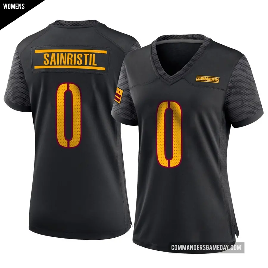 Women's Washington Commanders ＃0 Mike Sainristil Black Game Alternate Jersey
