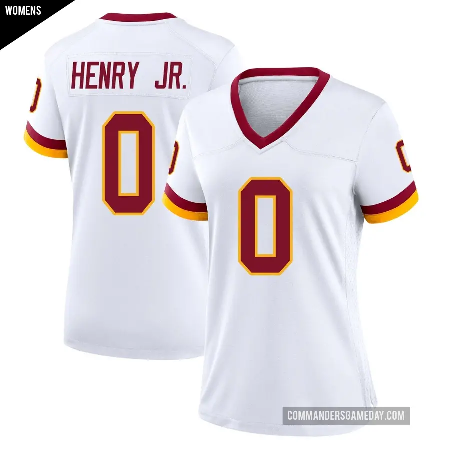 Women's Washington Commanders ＃0 Robert Henry Jr. White Game Jersey
