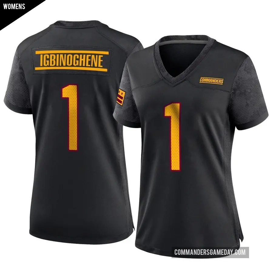 Women's Washington Commanders ＃1 Noah Igbinoghene Black Game Alternate Jersey