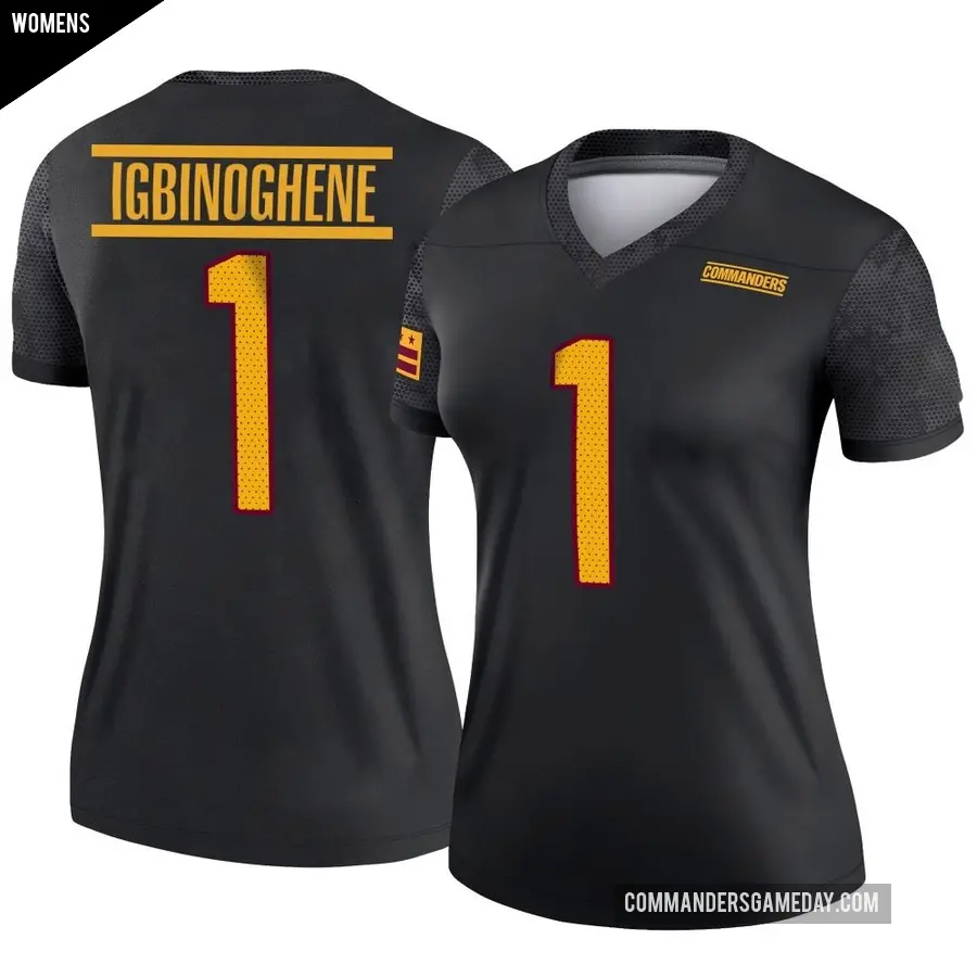 Women's Washington Commanders ＃1 Noah Igbinoghene Black Legend Alternate Jersey