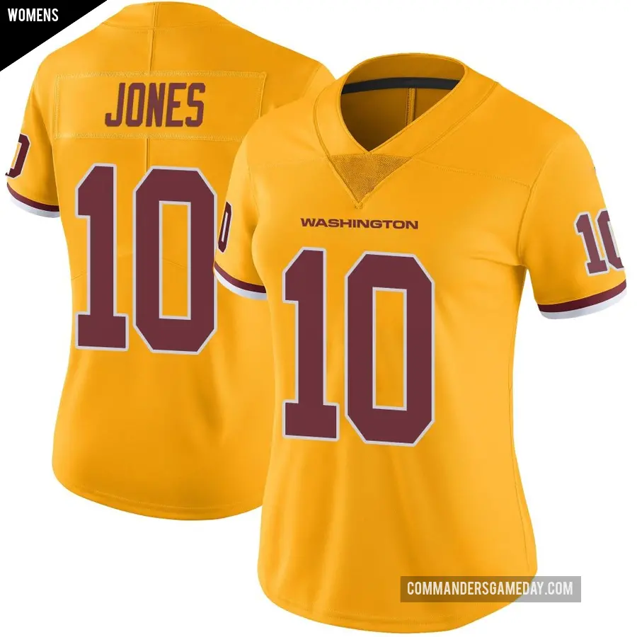 Women's Washington Commanders ＃10 Jacoby Jones Gold Limited Color Rush Jersey