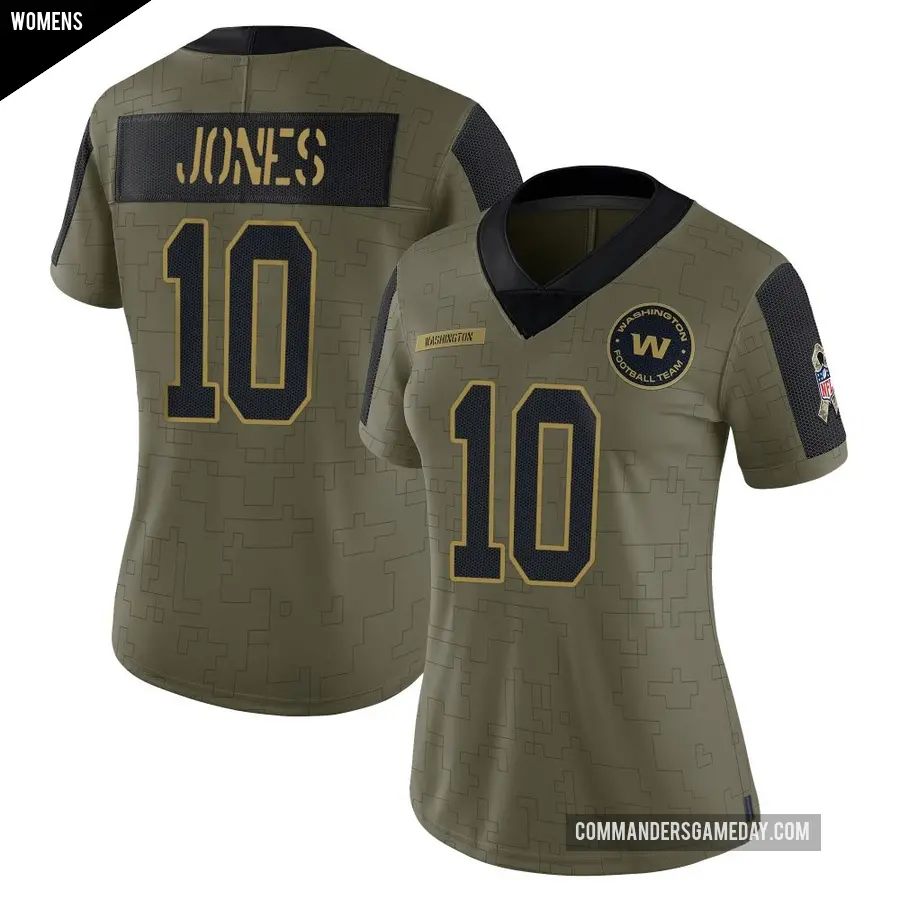 Women's Washington Commanders ＃10 Jacoby Jones Olive Limited 2021 Salute To Service Jersey